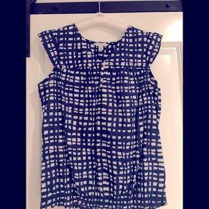 Banana Republic Navy and White Patterned Top